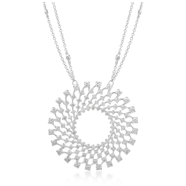 Lant cu pandantiv din aur alb cu diamante de 4.82ct