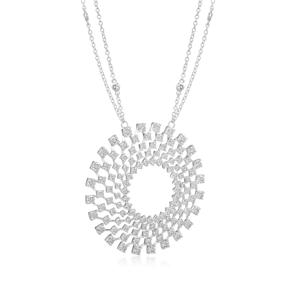 Lant cu pandantiv din aur alb cu diamante de 4.82ct - imagine 2