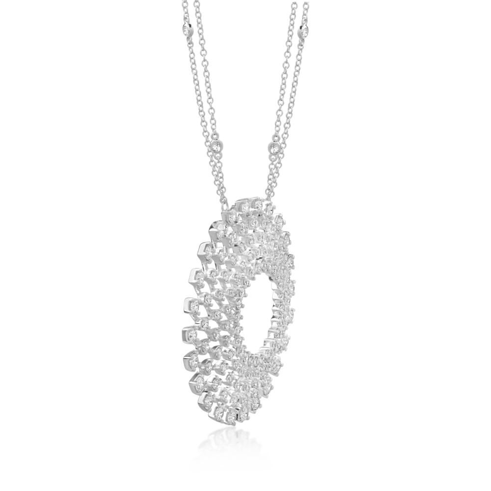 Lant cu pandantiv din aur alb cu diamante de 4.82ct - imagine 3