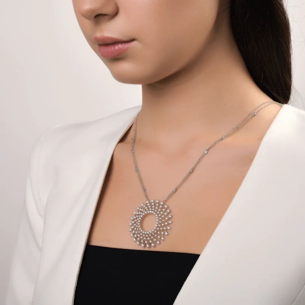 Lant cu pandantiv din aur alb cu diamante de 4.82ct - imagine 4