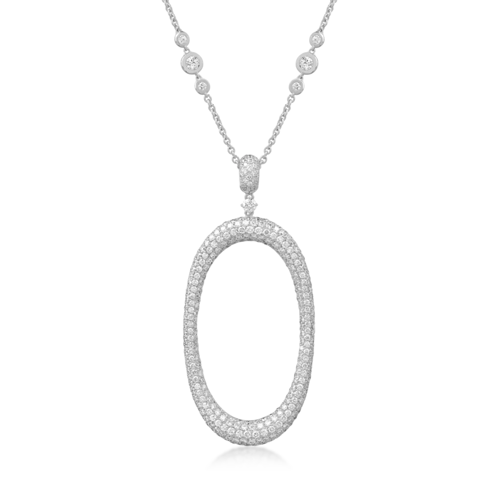 Lant cu pandantiv din aur alb cu diamante de 5.5ct