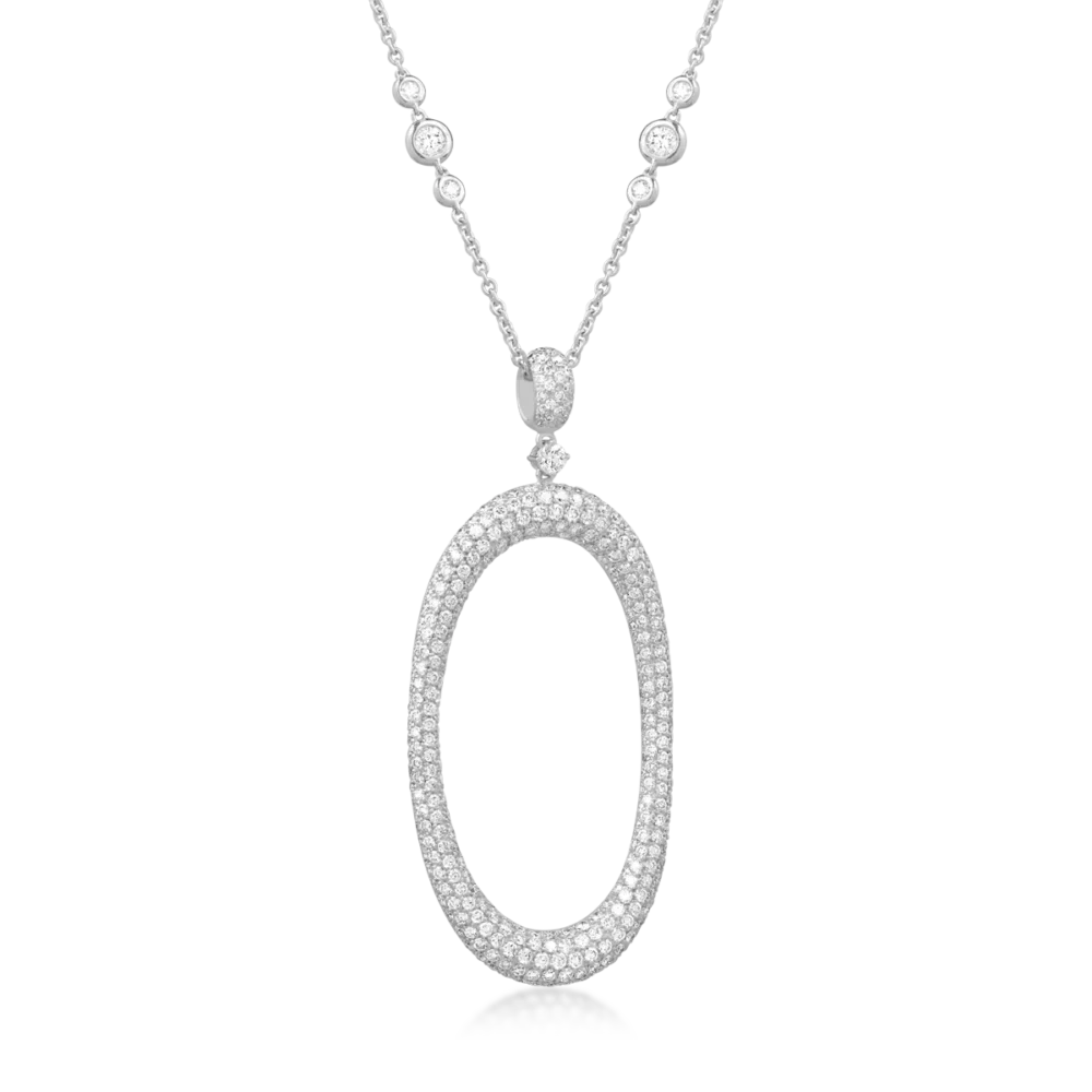 Lant cu pandantiv din aur alb cu diamante de 5.5ct - imagine 2