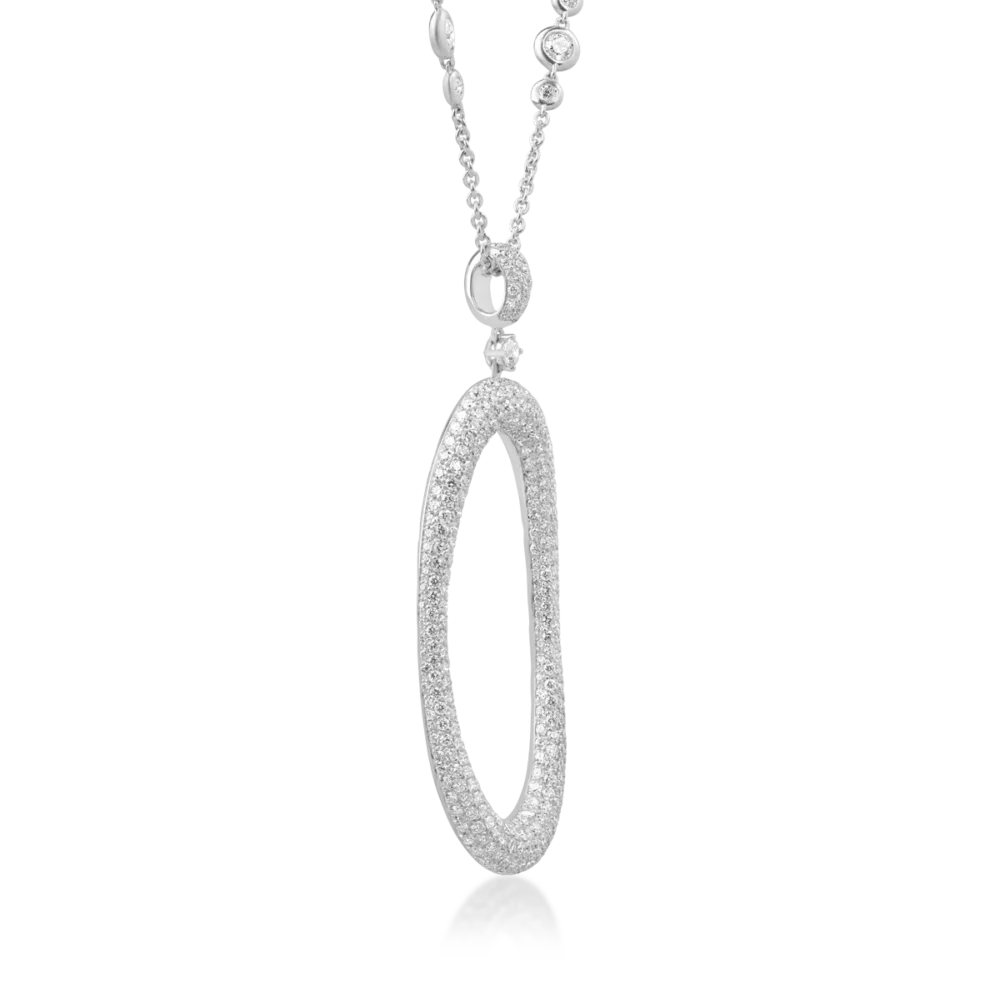 Lant cu pandantiv din aur alb cu diamante de 5.5ct - imagine 3