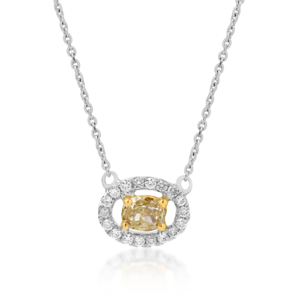 Lant cu pandantiv din aur alb cu fancy diamond de 0.3 si diamante transparente de 0.094ct