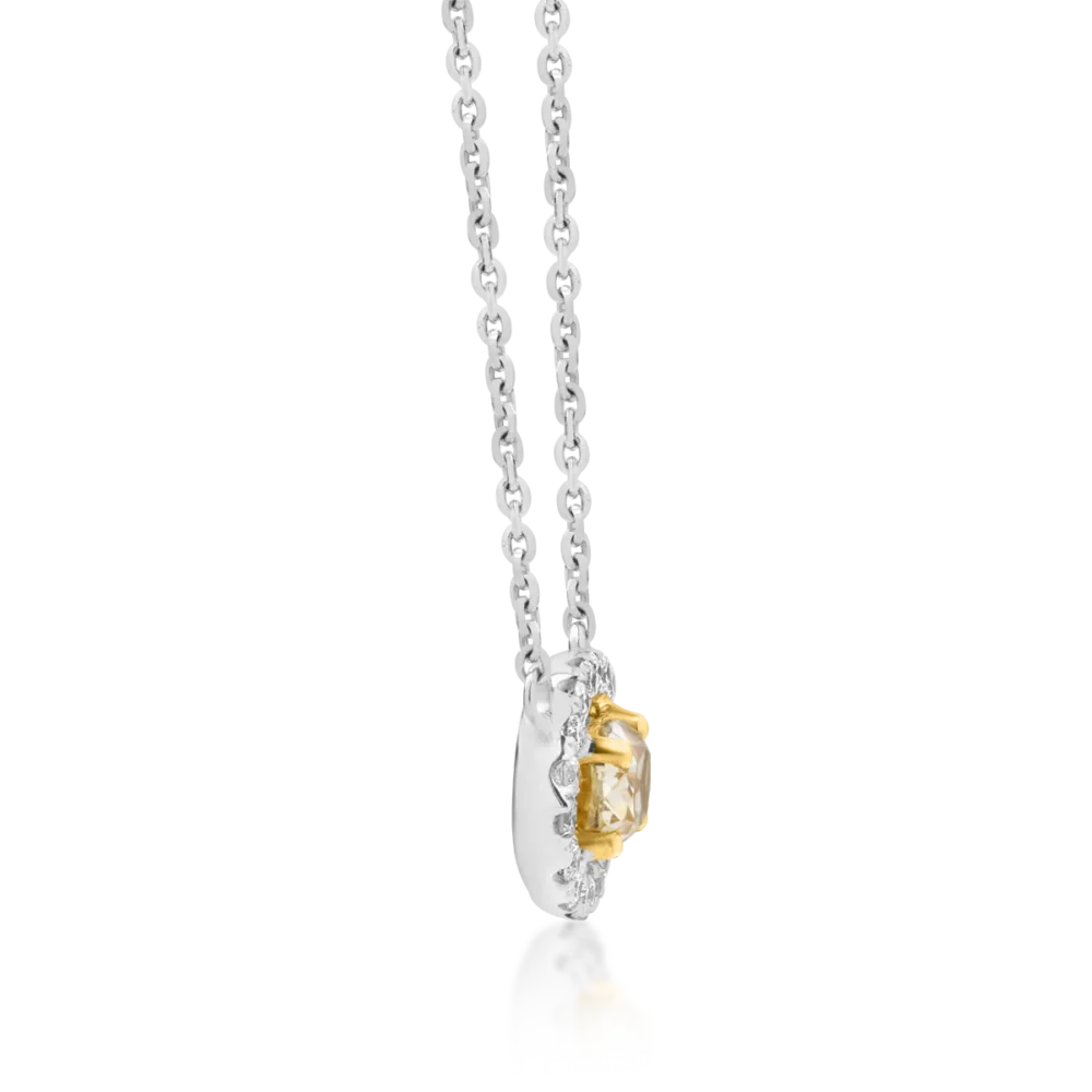 Lant cu pandantiv din aur alb cu fancy diamond de 0.3 si diamante transparente de 0.094ct - imagine 3