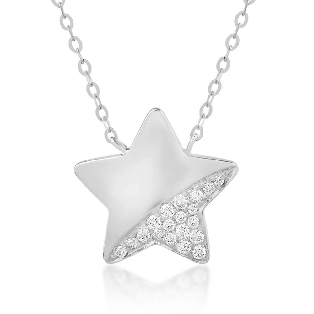 Lant cu pandantiv din aur alb cu lapis lazuli de 1ct si diamante de 0.079ct