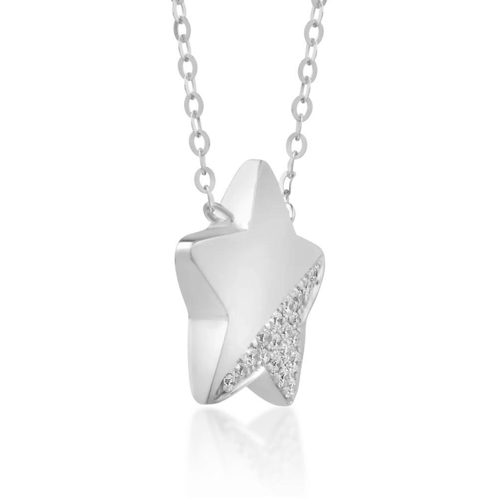 Lant cu pandantiv din aur alb cu lapis lazuli de 1ct si diamante de 0.079ct - imagine 3