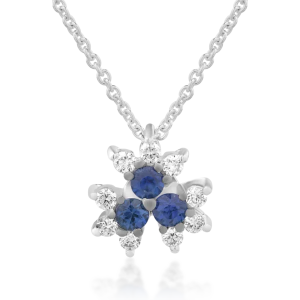 Lant cu pandantiv din aur alb cu safire de 0.3ct si diamante de 0.17ct