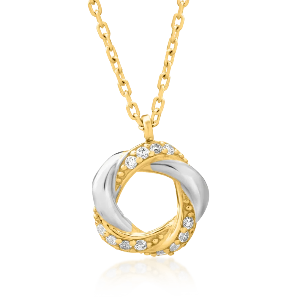 Lant cu pandantiv din aur alb-galben