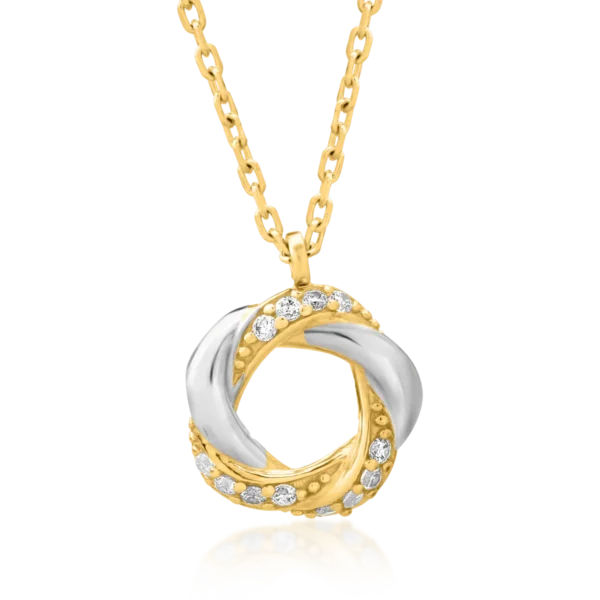 Lant cu pandantiv din aur alb-galben