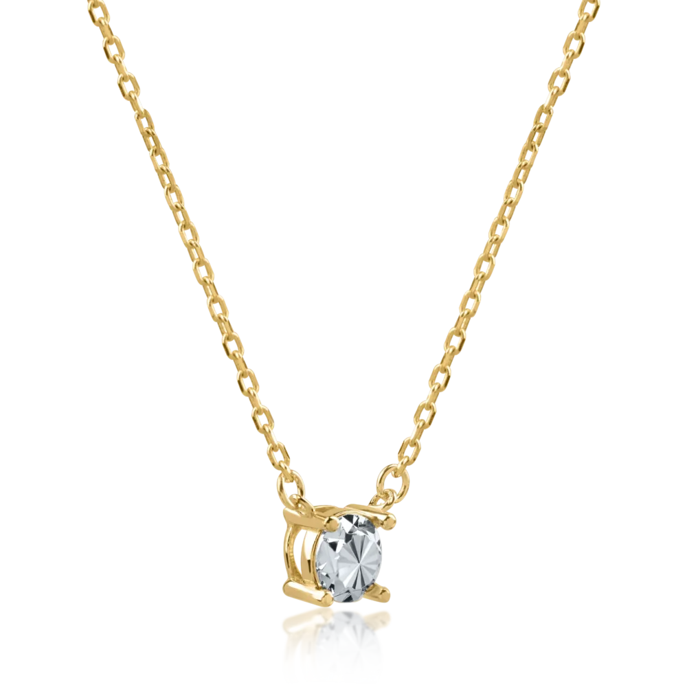 Lant cu pandantiv din aur alb-galben - imagine 2