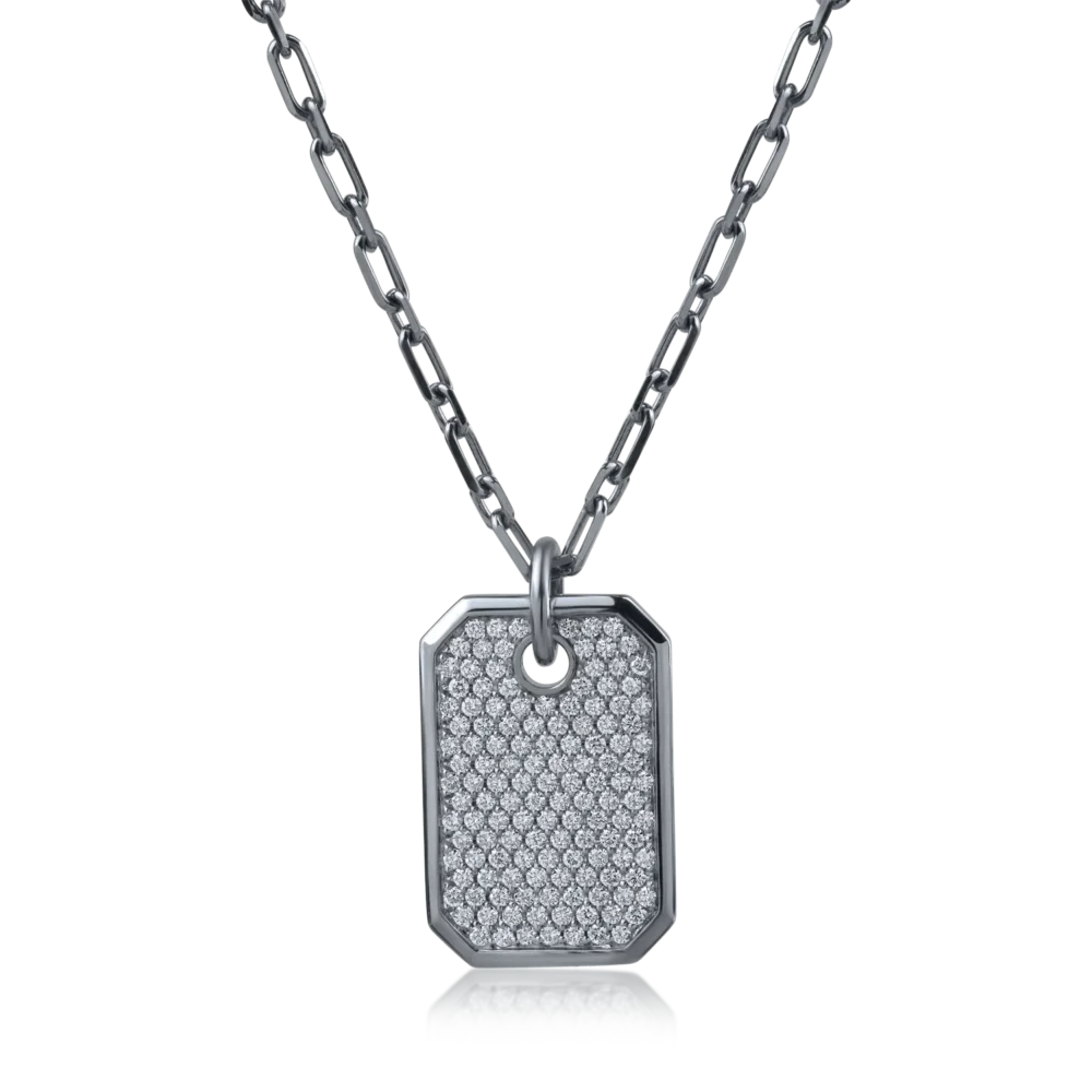 Lant cu pandantiv din aur alb-negru cu diamante de 1.4ct