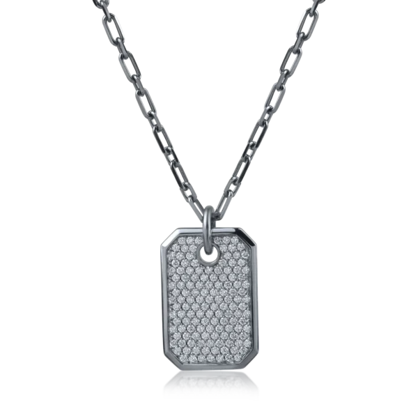 Lant cu pandantiv din aur alb-negru cu diamante de 1.4ct