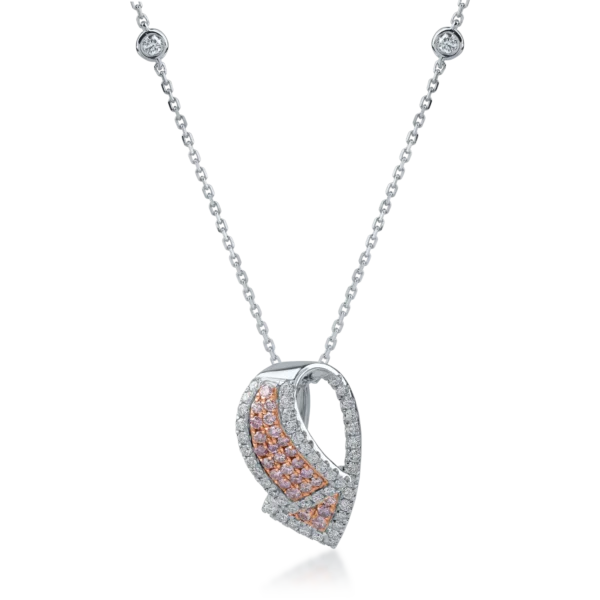 Lant cu pandantiv din aur alb-roz cu diamante de 0.78ct