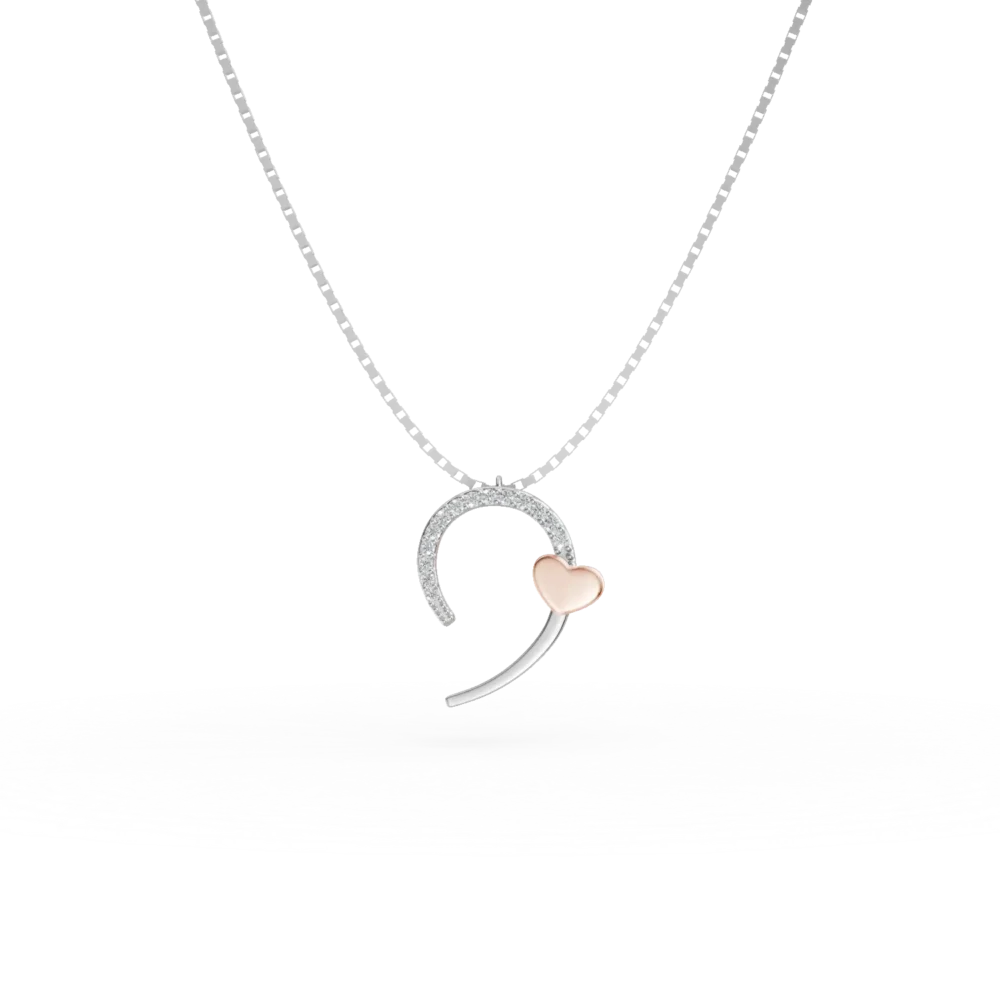 Lant cu pandantiv din aur alb-roz