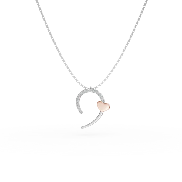 Lant cu pandantiv din aur alb-roz