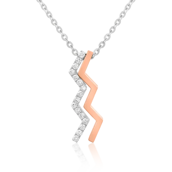 Lant cu pandantiv din aur alb-roz cu diamante de 0.105ct