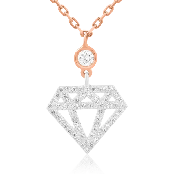 Lant cu pandantiv din aur alb-roz cu diamante de 0.29ct
