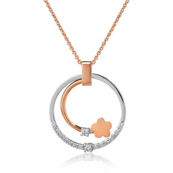 Lant cu pandantiv din aur alb-roz cu diamante de 0.2ct
