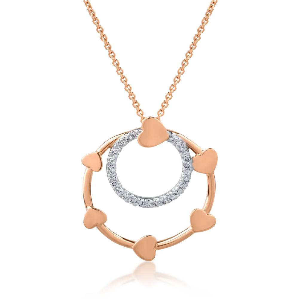 Lant cu pandantiv din aur alb-roz cu diamante de 0.2ct