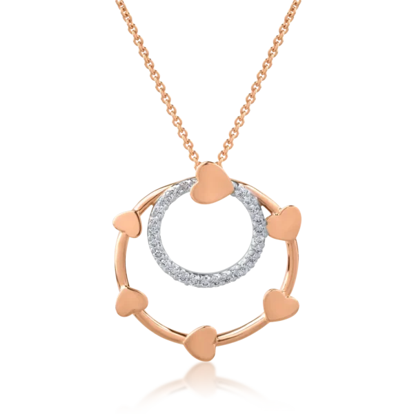 Lant cu pandantiv din aur alb-roz cu diamante de 0.2ct