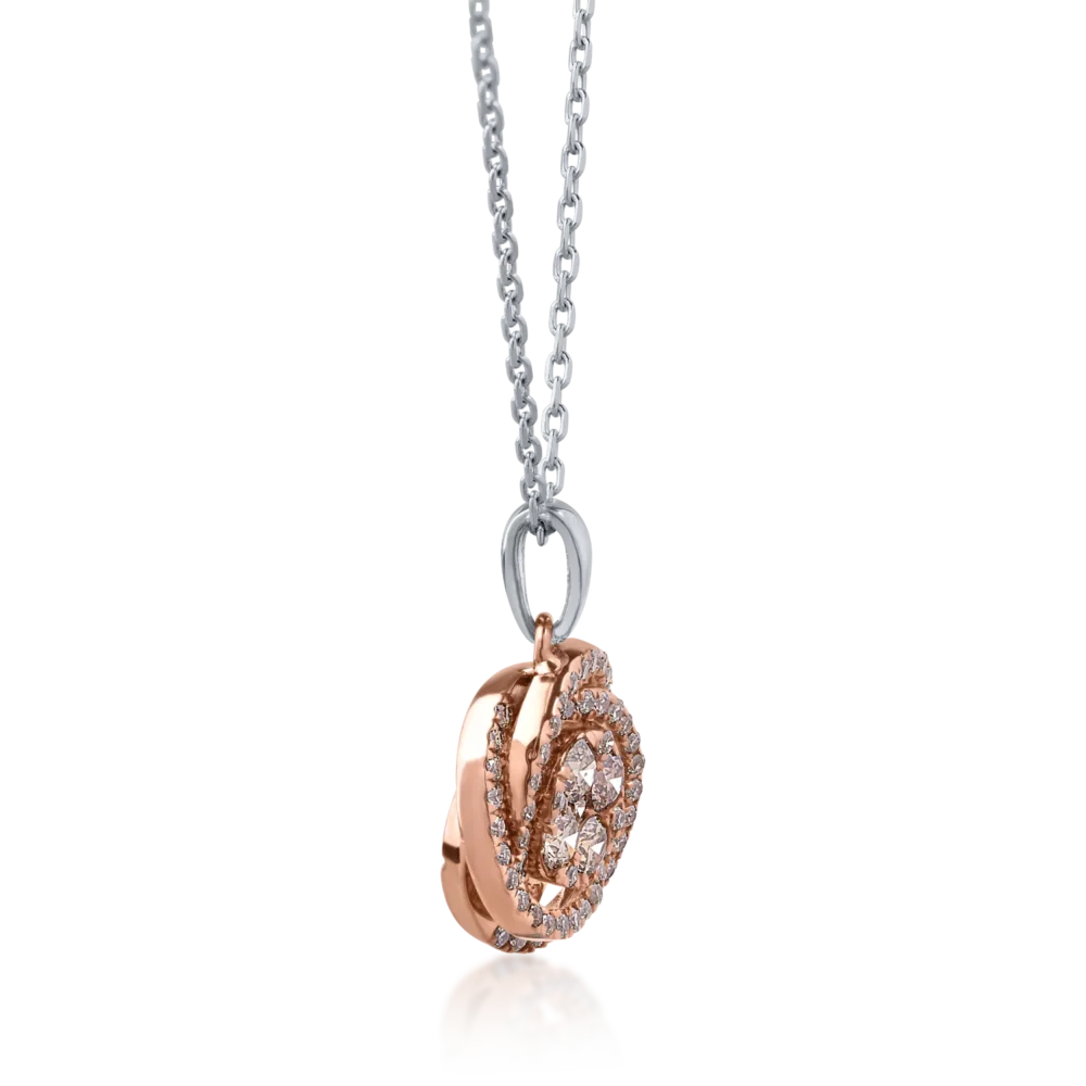 Lant cu pandantiv din aur alb-roz cu diamante maro de 0.34ct - imagine 3