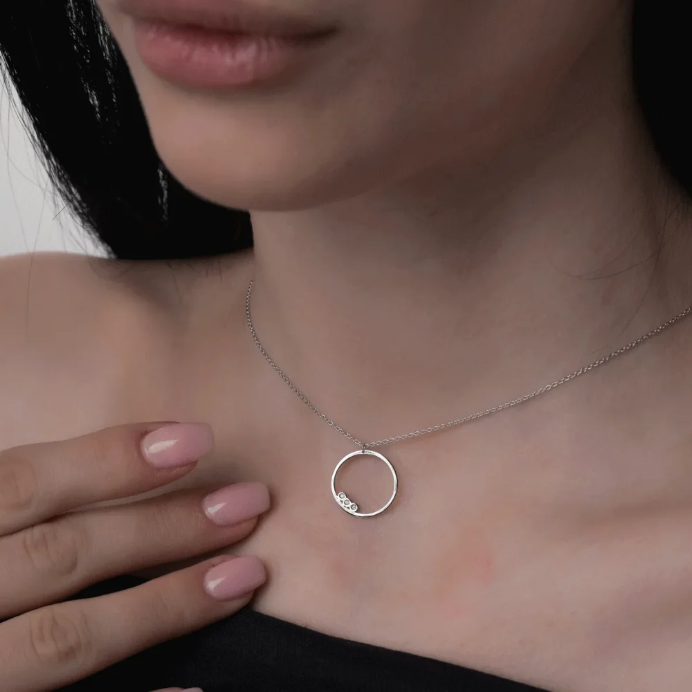 Lant cu pandantiv din aur alb - imagine 2