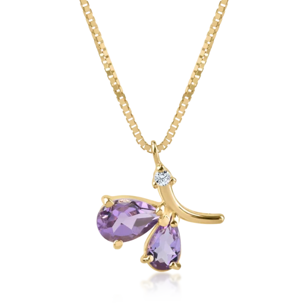 Lant cu pandantiv din aur galben cu ametiste de 0.85ct