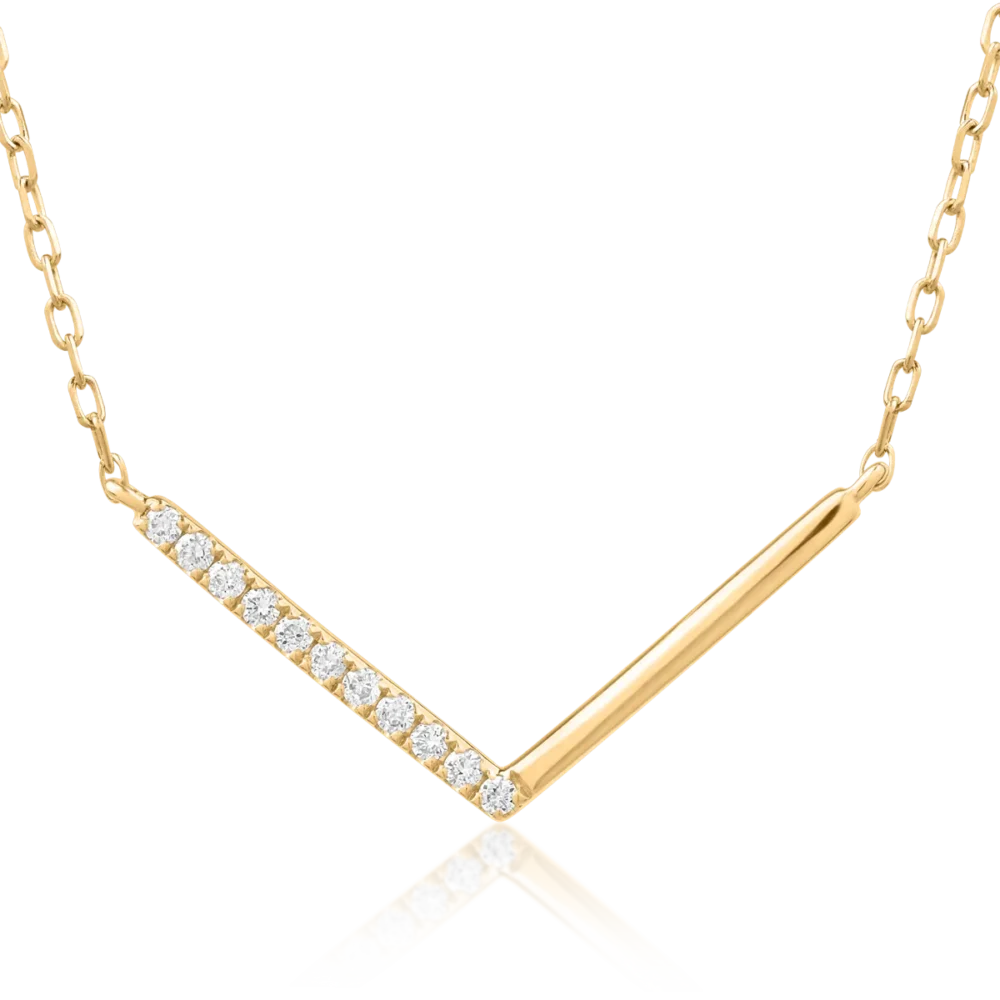 Lant cu pandantiv din aur galben cu diamante de 0.052ct