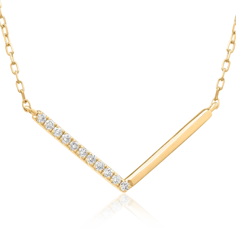 Lant cu pandantiv din aur galben cu diamante de 0.052ct - imagine 2