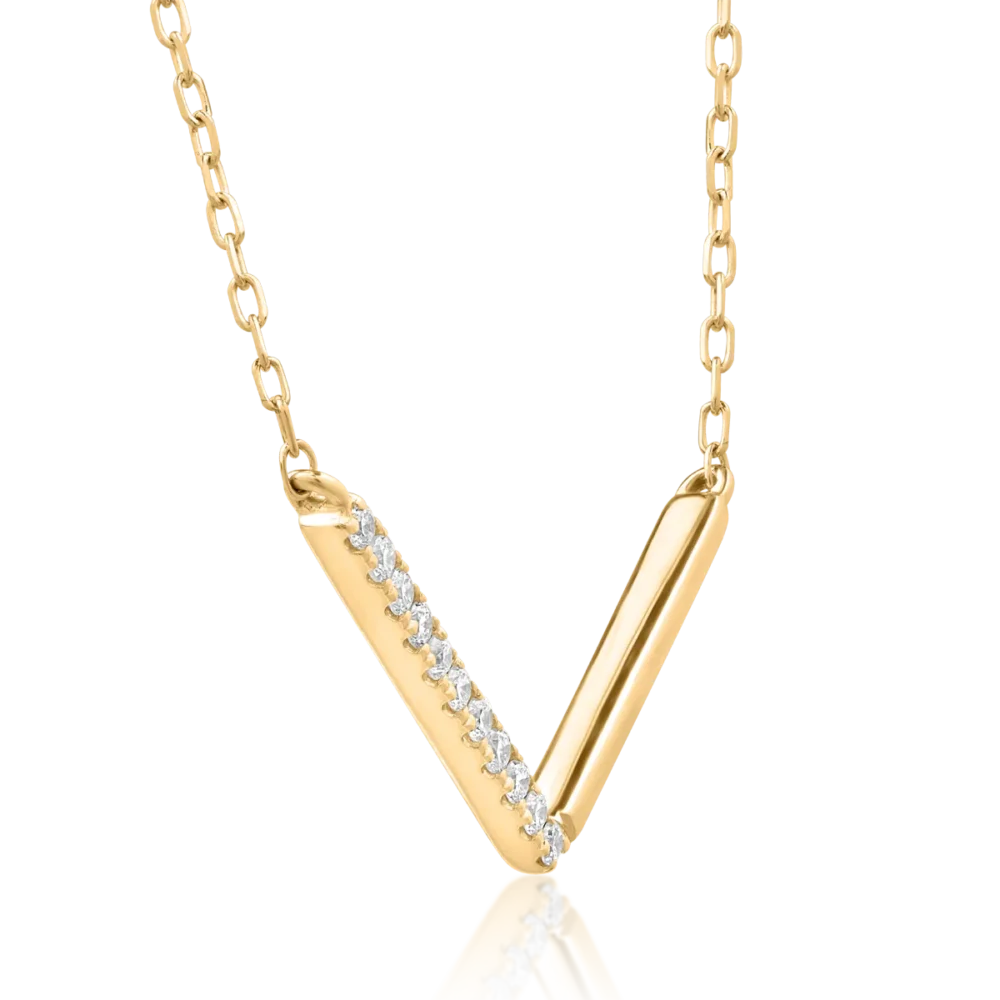Lant cu pandantiv din aur galben cu diamante de 0.052ct - imagine 3