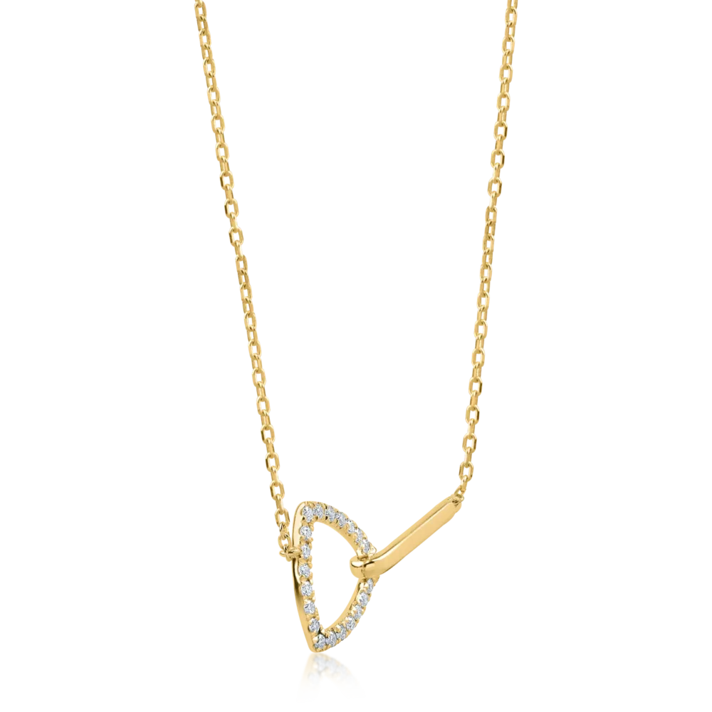 Lant cu pandantiv din aur galben cu diamante de 0.17ct - imagine 2