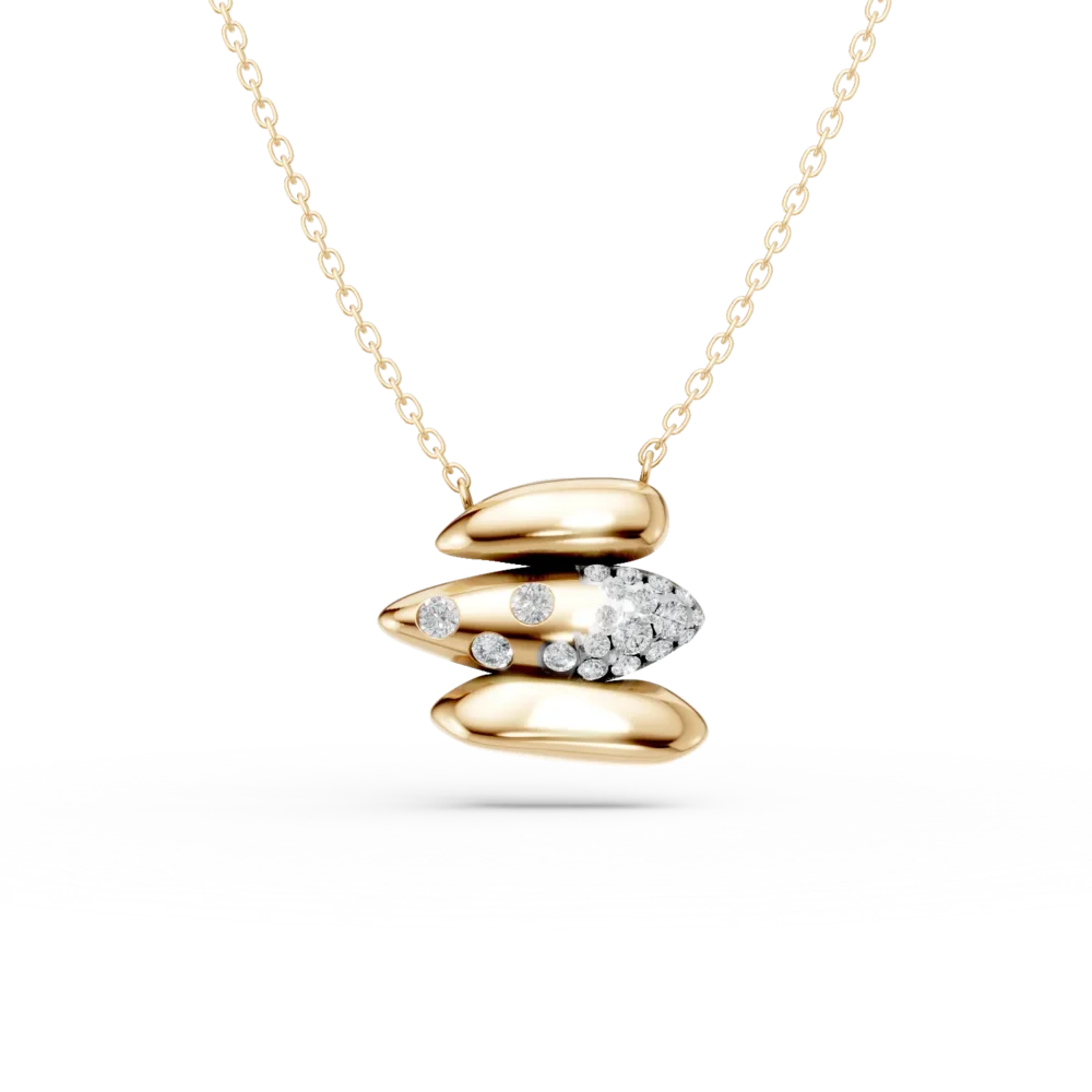 Lant cu pandantiv din aur galben cu diamante de 0.2ct