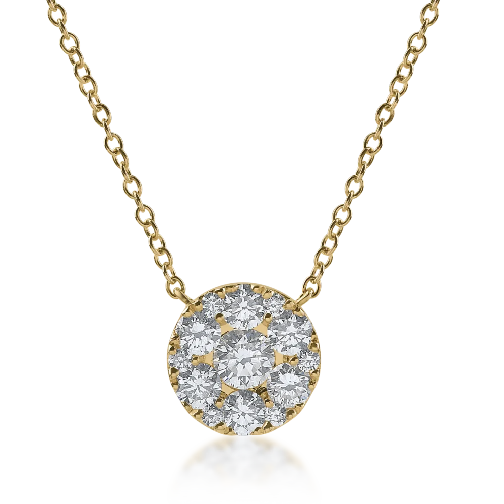 Lant cu pandantiv din aur galben cu diamante de 1.14ct