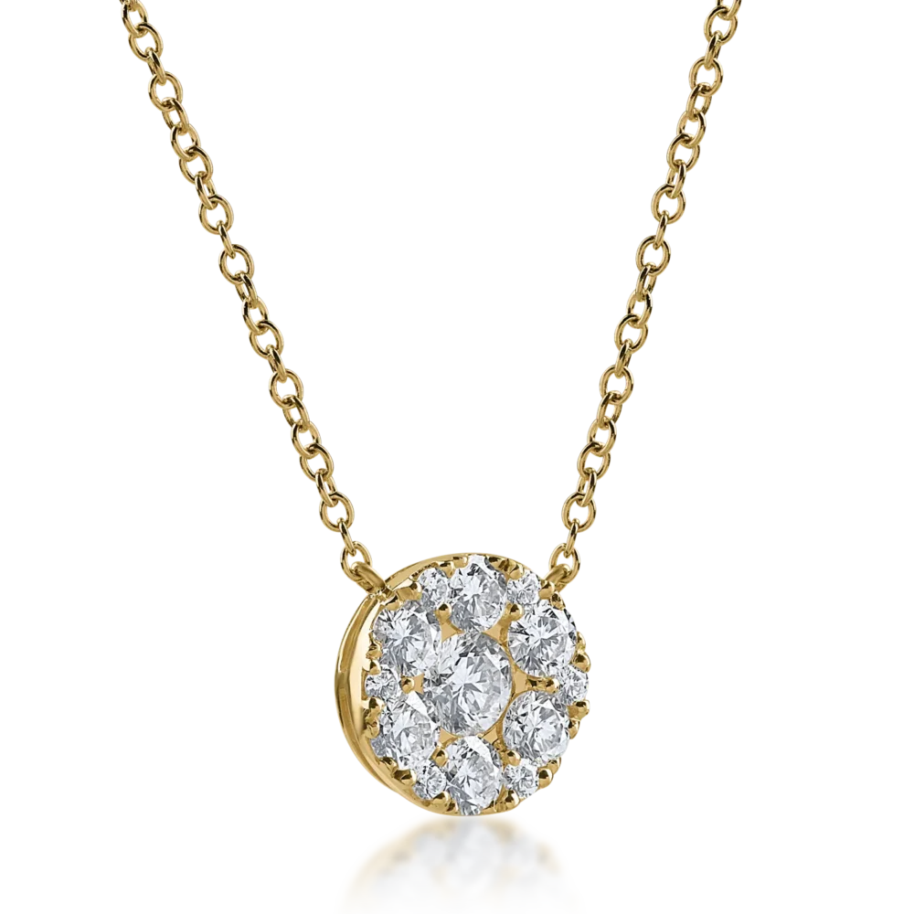 Lant cu pandantiv din aur galben cu diamante de 1.14ct - imagine 2