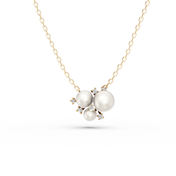 Lant cu pandantiv din aur galben cu perle de cultura de 3.3ct si diamante de 0.08ct