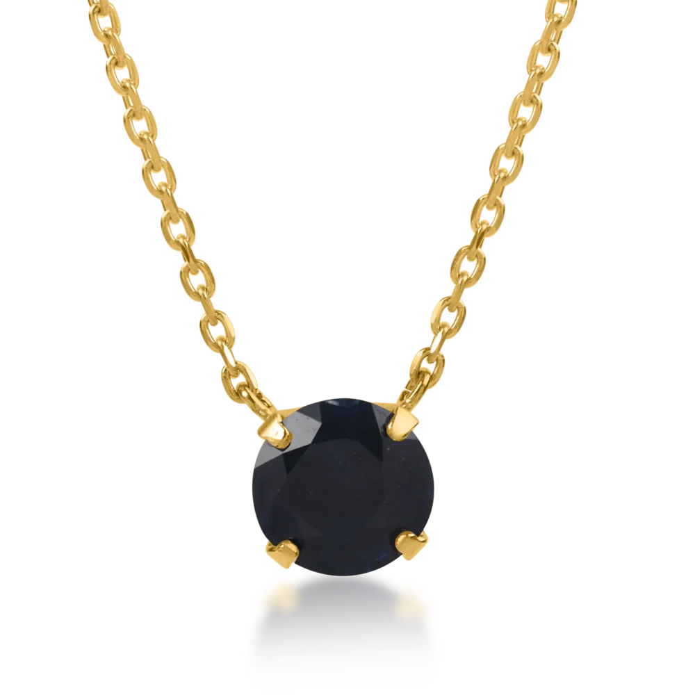 Lant cu pandantiv din aur galben cu safir albastru de 0.57ct