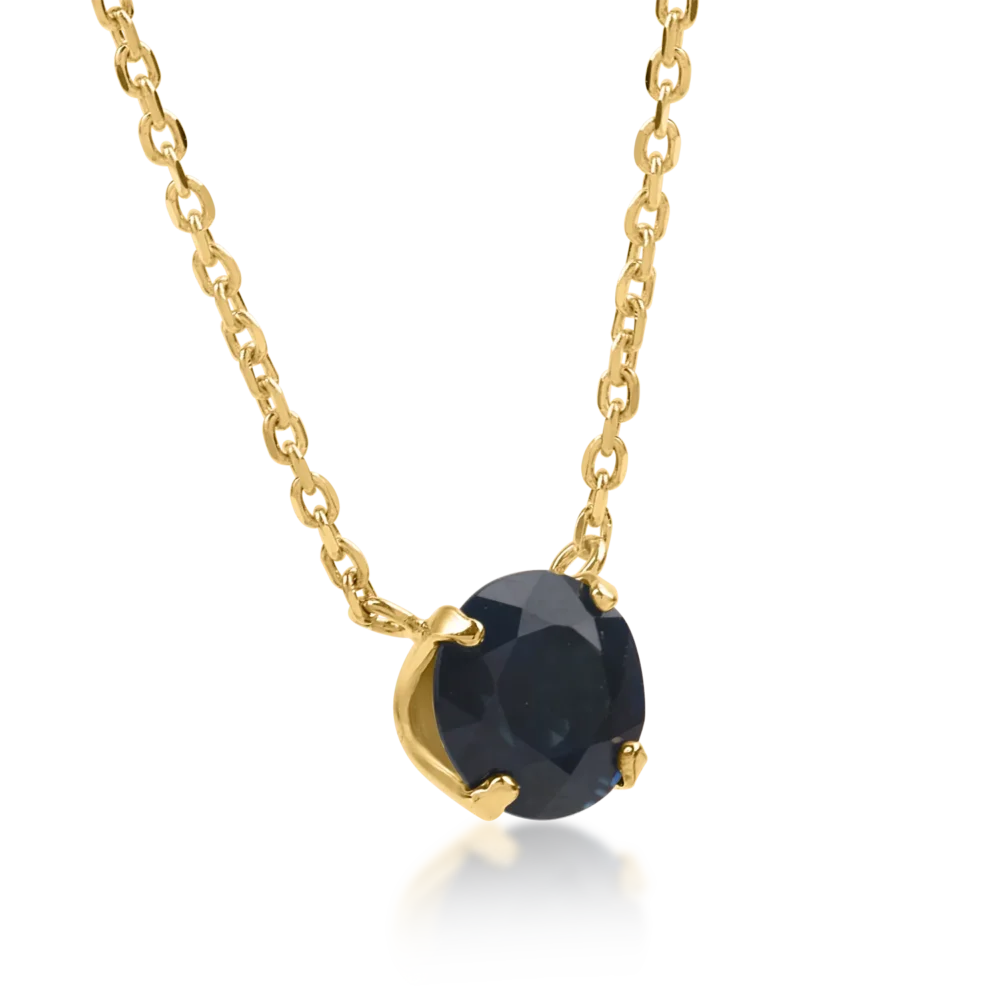 Lant cu pandantiv din aur galben cu safir albastru de 0.57ct - imagine 2