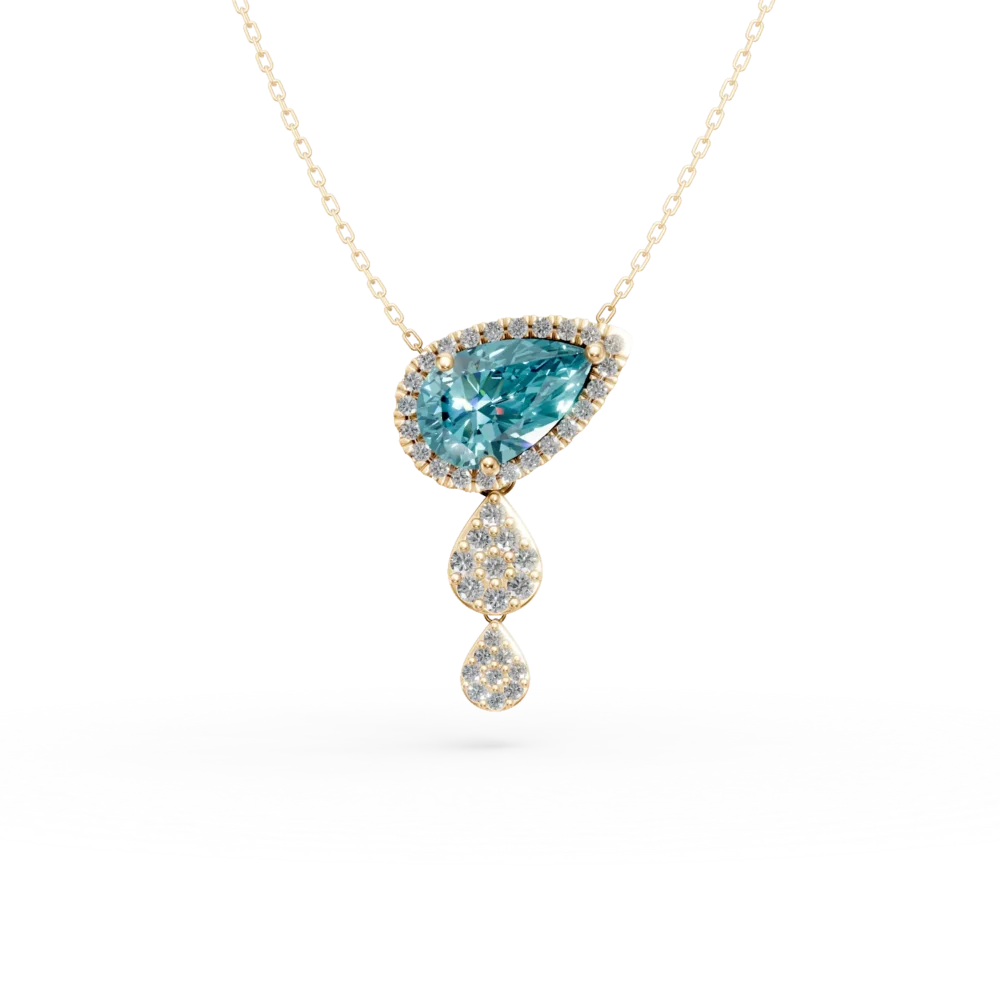 Lant cu pandantiv din aur galben cu topaz albastru de 1.5ct si diamante de 0.3ct