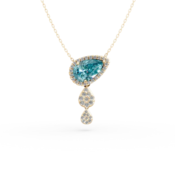 Lant cu pandantiv din aur galben cu topaz albastru de 1.5ct si diamante de 0.3ct