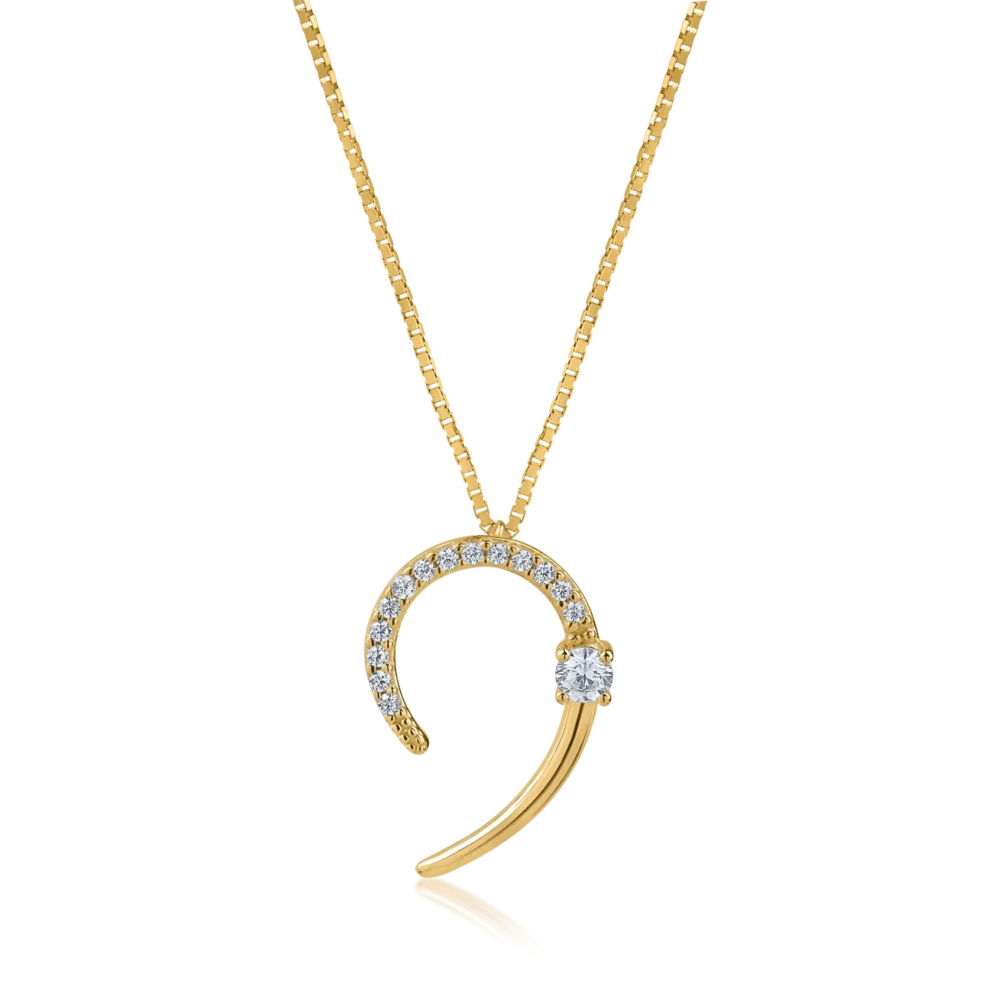 Lant cu pandantiv din aur galben cu zirconii