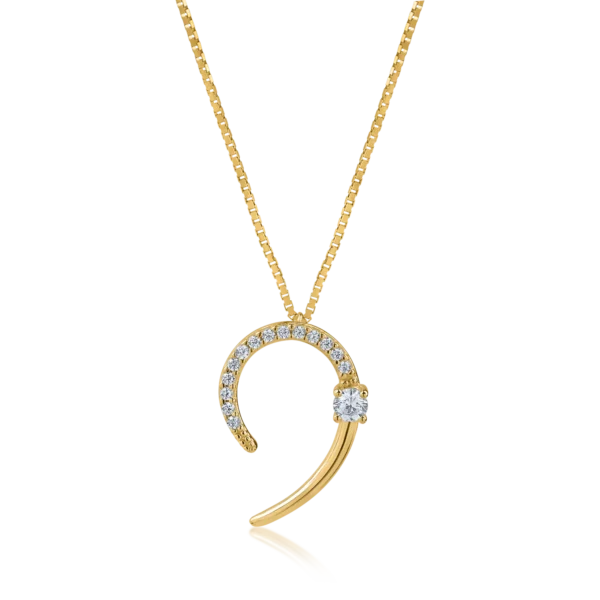 Lant cu pandantiv din aur galben cu zirconii