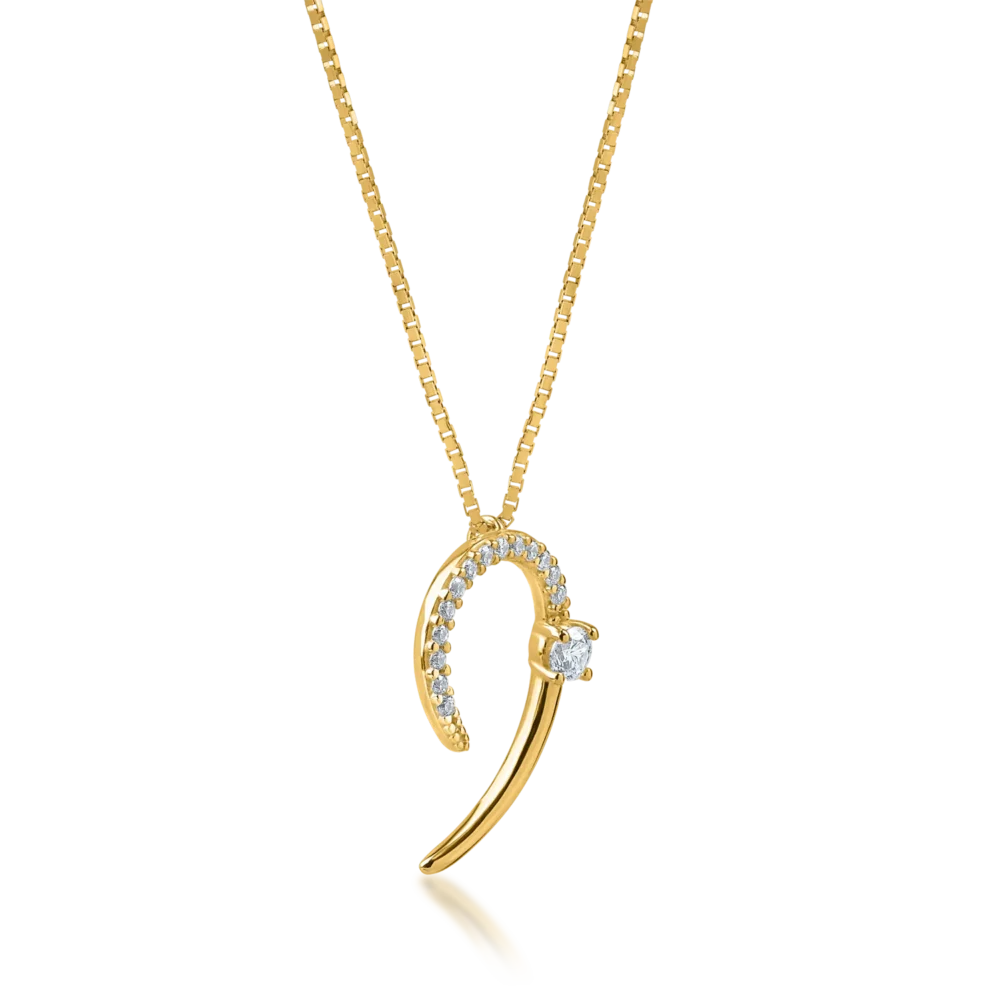 Lant cu pandantiv din aur galben cu zirconii - imagine 2