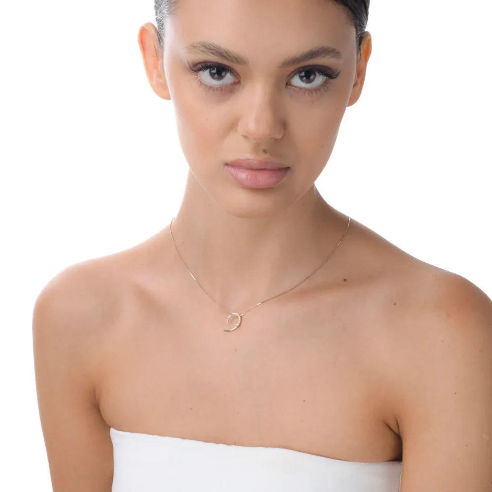 Lant cu pandantiv din aur galben cu zirconii - imagine 3