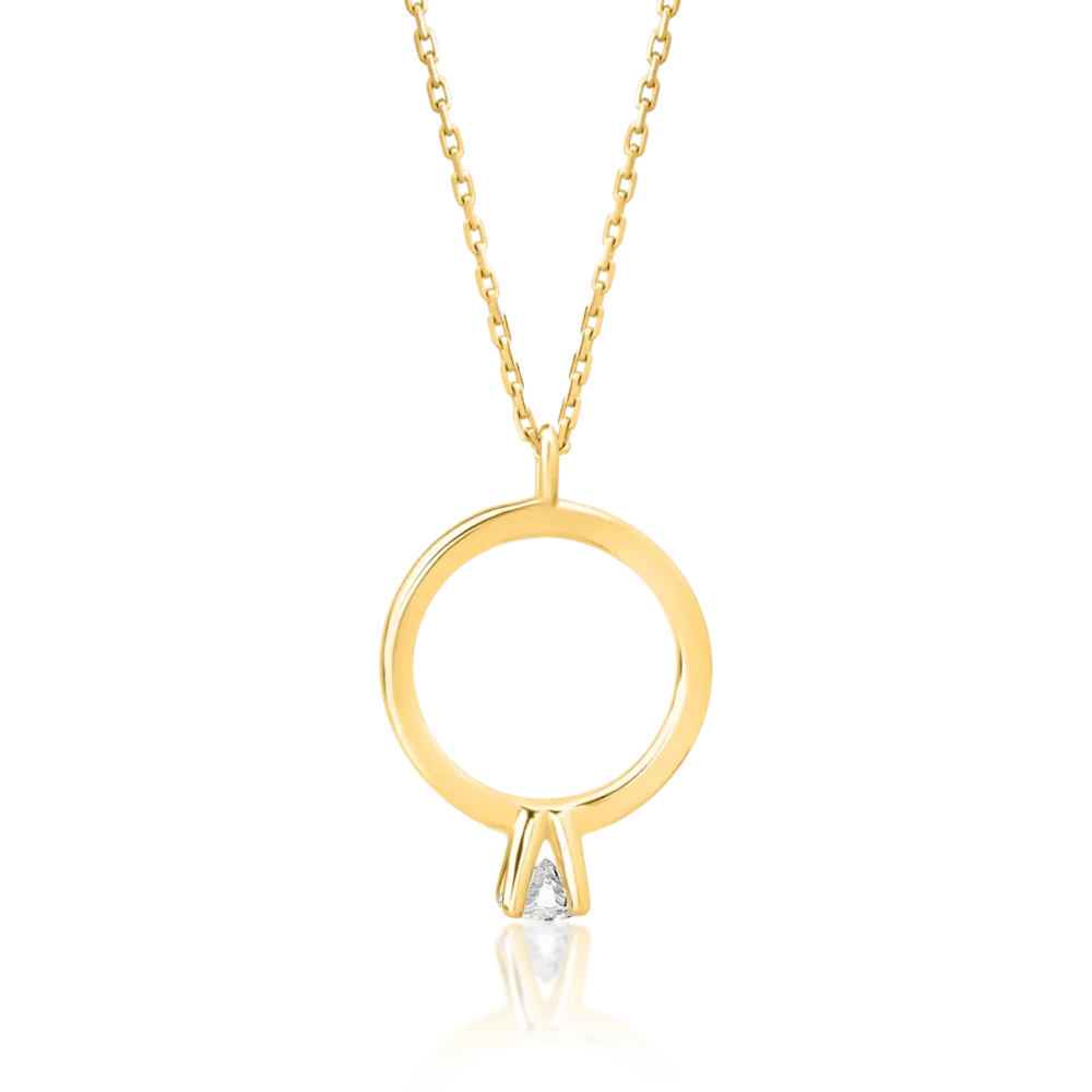 Lant cu pandantiv din aur galben cu diamant de 0.08ct