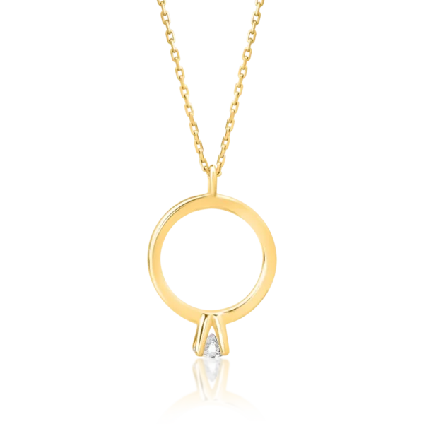 Lant cu pandantiv din aur galben cu diamant de 0.08ct