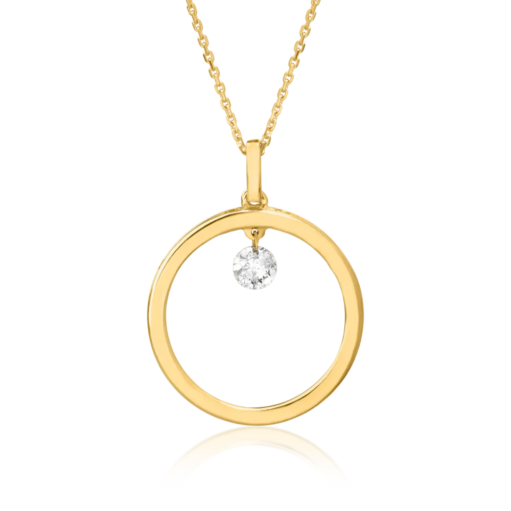 Lant cu pandantiv din aur galben cu diamant de 0.11ct