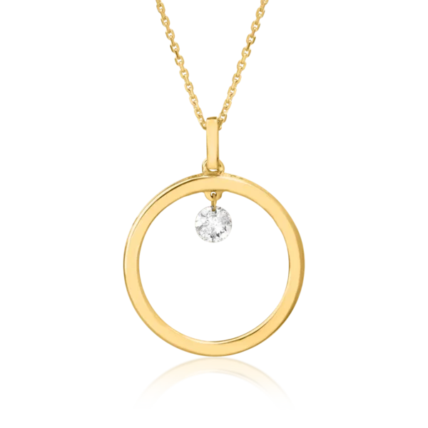 Lant cu pandantiv din aur galben cu diamant de 0.11ct