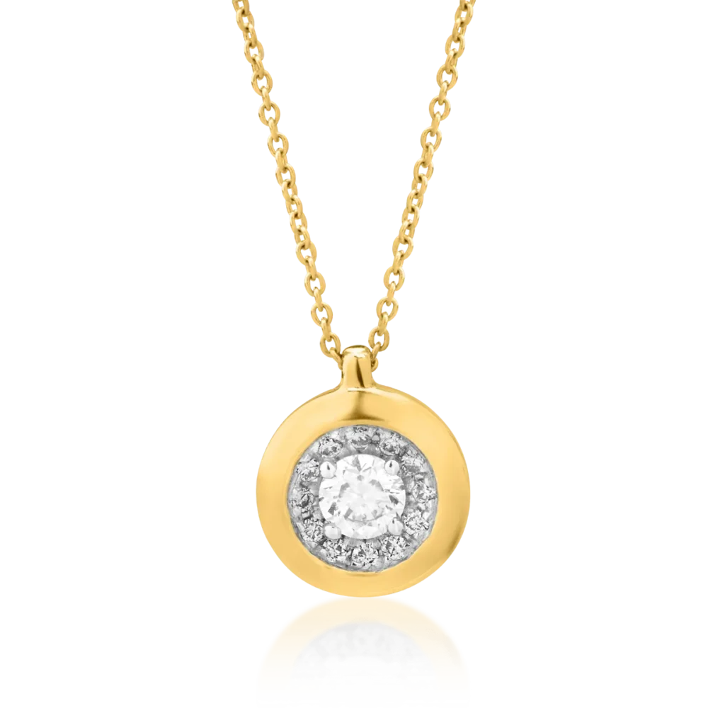 Lant cu pandantiv din aur galben cu diamant de 0.122ct si diamante de 0.04ct