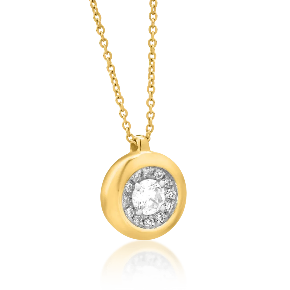 Lant cu pandantiv din aur galben cu diamant de 0.122ct si diamante de 0.04ct - imagine 2